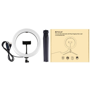 PULUZ 10.2 inch 26cm Selfie Beauty Light + Desktop Tripod Mount USB 3 Modes Dimmable LED Ring Vlogging Selfie Photography Video Lights with Cold Shoe Tripod Ball Head & Phone Clamp, Tripod Mount + 10.2 inch - laboratorydeal