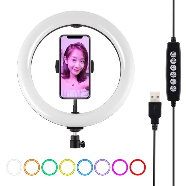 PULUZ inch 26cm USB 10 Modes Colors RGBW Dimmable LED Ring Vlog