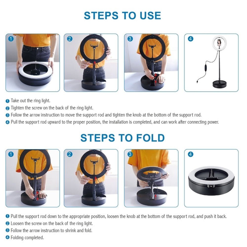 PULUZ 10.2 inch 26cm USB 3 Modes Dimmable Dual Color Temperature LED Curved Ring Vlogging Selfie Photography Video Lights with Bluetooth Remote Shutter & Folding Desktop Holder & Phone Clamp - laboratorydeal