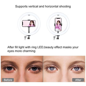 PULUZ 10.2 inch 26cm USB RGBW Dimmable LED Ring Vlogging Photography Video Lights with Tripod Ball Head & Remote Control & Phone Clamp, 10.2 inch RGBW / Remote - laboratorydeal