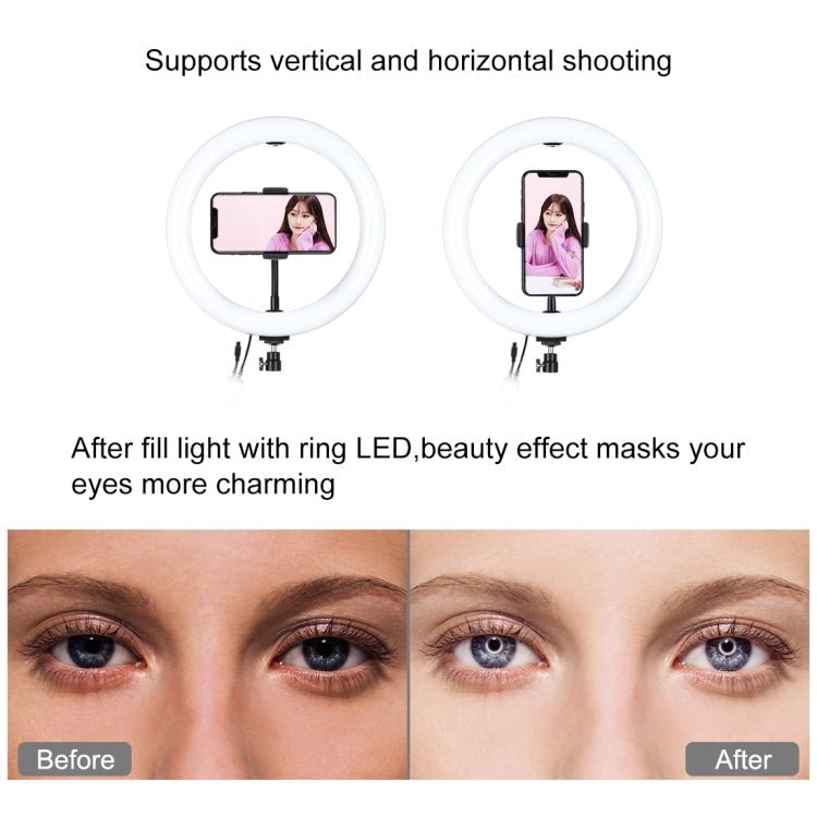 PULUZ 10.2 inch 26cm USB RGBW Dimmable LED Ring Vlogging Photography Video Lights with Tripod Ball Head & Remote Control & Phone Clamp, 10.2 inch RGBW / Remote - laboratorydeal