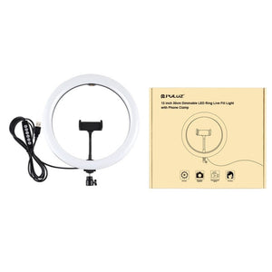 PULUZ 11.8 inch 30cm Curved Surface USB 10 Modes 8 Colors RGBW Dimmable LED Ring Vlogging Photography Video Lights with Tripod Ball Head & Phone Clamp, 11.8 inch Button Control - laboratorydeal