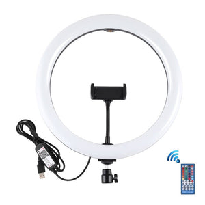 PULUZ 11.8 inch 30cm RGB Dimmable LED Dual Color Temperature LED Curved Diffuse Light Ring Vlogging Selfie Photography Video Lights with Tripod Ball Head & Phone Clamp & Remote Control, 11.8 inch RGBW - laboratorydeal