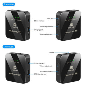 PULUZ 2 TX + 1 RX Wireless Lavalier Microphone, 2 TX + 1 RX - laboratorydeal