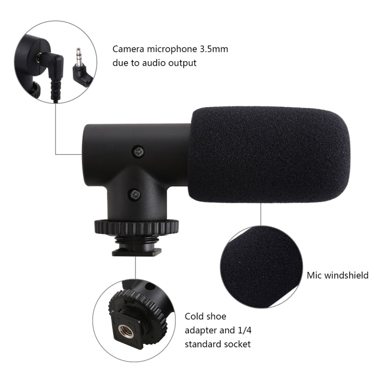 PULUZ 3.5mm Audio Stereo Recording Vlogging Professional Interview Microphone for DSLR & DV Camcorder, Smartphones, Mini Microphone - laboratorydeal