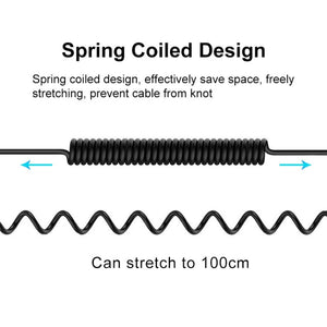 PULUZ 3.5mm TRRS Male to 8 Pin Male Live Microphone Audio Adapter Spring Coiled Cable for iPhone, Cable Stretching to 100cm, 3.5mm Male to 8 Pin - laboratorydeal