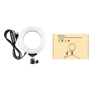 PULUZ 4.7 inch 12cm Curved Surface USB 10 Modes 8 Colors RGBW Dimmable LED Ring Vlogging Photography Video Lights with Tripod Ball Head, 4.7 inch RGBW - laboratorydeal