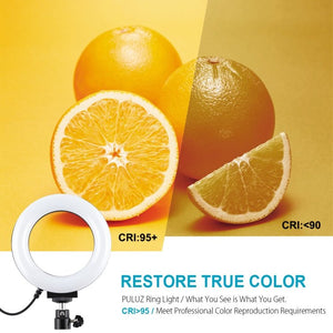 PULUZ 4.7 inch 12cm Curved Surface USB 10 Modes 8 Colors RGBW Dimmable LED Ring Vlogging Photography Video Lights with Tripod Ball Head, 4.7 inch RGBW - laboratorydeal