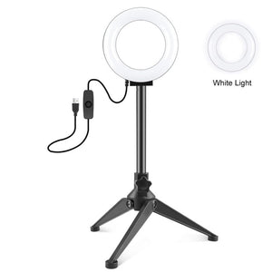 PULUZ 4.7 inch 12cm Ring Light + Desktop Tripod Selfie Stick Mount USB White Light LED Ring Selfie Beauty Vlogging Photography Video Lights Kits - laboratorydeal