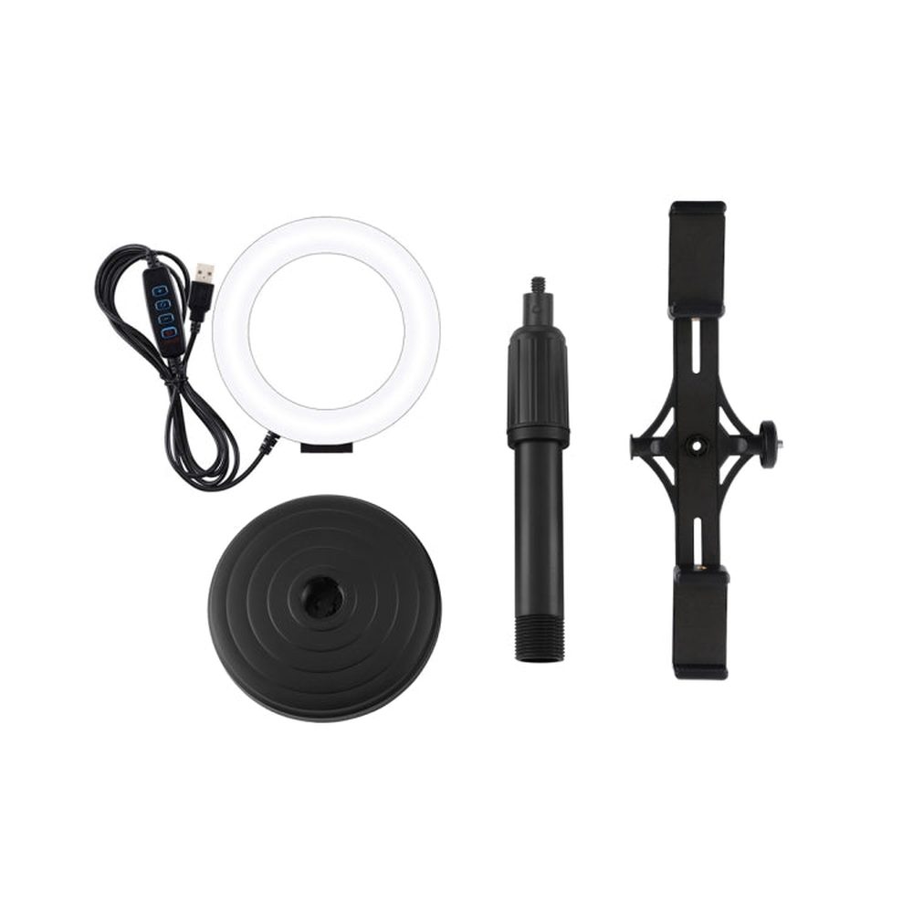 PULUZ 4.7 inch 12cm Ring Light Horizontal Dual Phone Brackets Desktop Holder Video Light Kits, 4.7 inch Horizontal Brackets Desktop Mount - laboratorydeal