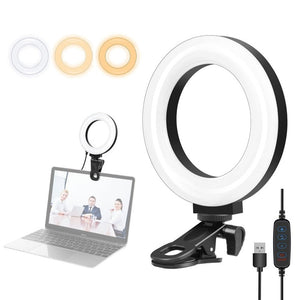 PULUZ 4.7 inch 12cm Ring Selfie Light 3 Modes USB Dimmable Dual Color Temperature LED Curved Vlogging Photography Video Lights with Monitor Clip Holder, 4.7 inch+Clip - laboratorydeal