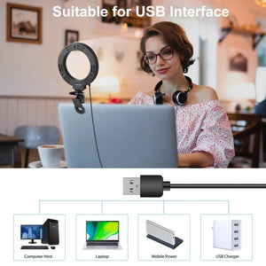 PULUZ 4.7 inch 12cm Ring Selfie Light 3 Modes USB Dimmable Dual Color Temperature LED Curved Vlogging Photography Video Lights with Monitor Clip Holder, 4.7 inch+Clip - laboratorydeal