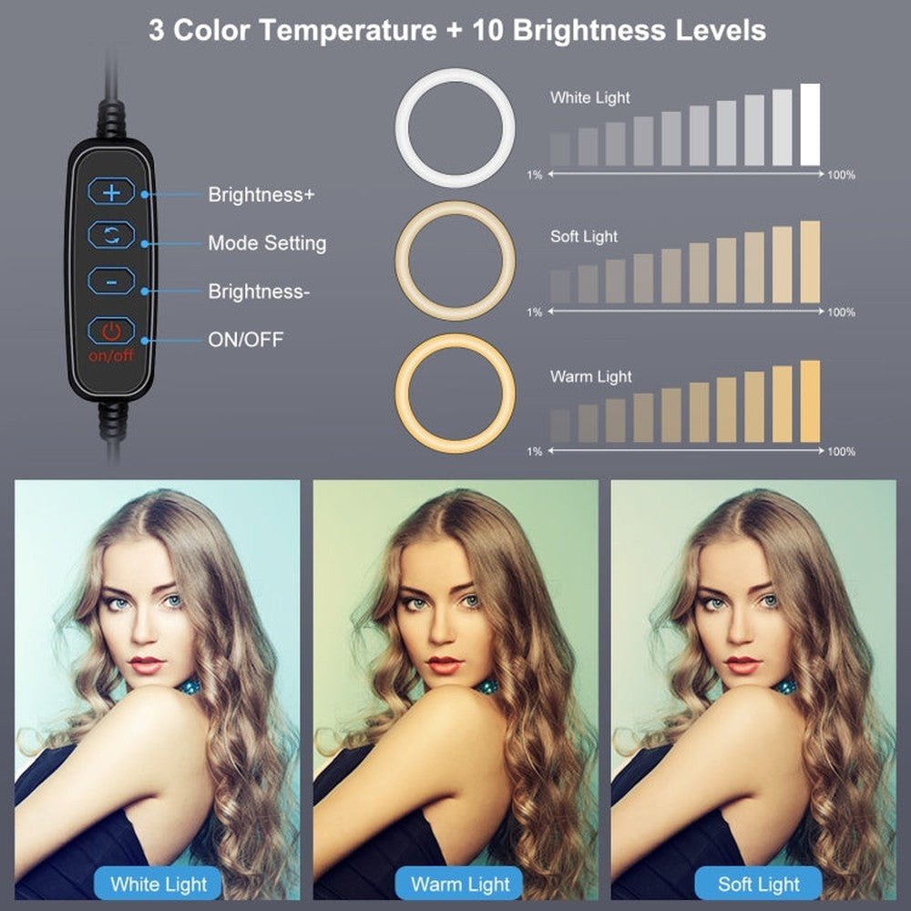 PULUZ 4.7 inch 12cm Ring Selfie Light 3 Modes USB Dimmable Dual Color Temperature LED Curved Vlogging Photography Video Lights with Monitor Clip Holder, 4.7 inch+Clip - laboratorydeal