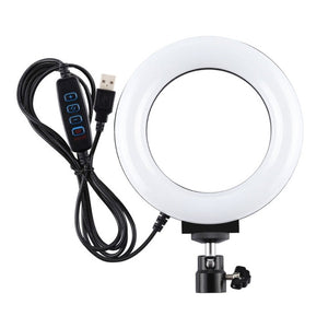 PULUZ 4.7 inch 12cm USB 3 Modes Dimmable LED Ring Selfie Beauty Vlogging Photography Video Lights with Tripod Ball Head, 4.7 inch with Ball Head - laboratorydeal