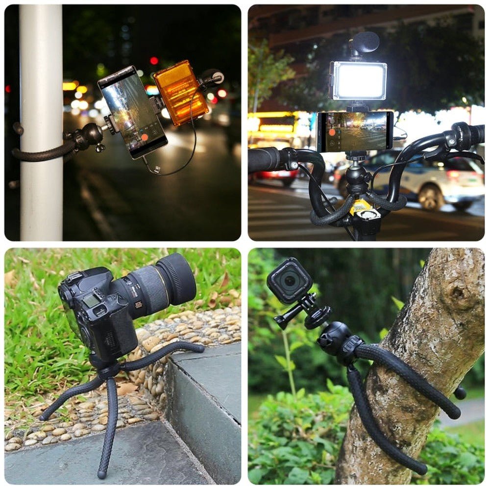 PULUZ 4 in 1 Vlogging Live Mini Octopus Bracket Kit + Studio Light + Microphone + Phone Clamp Kits, 4 in 1 Tripod - laboratorydeal