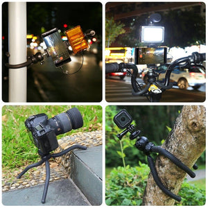 PULUZ 4 in 1 Vlogging Live Mini Octopus Bracket Kit + Studio Light + Microphone + Phone Clamp Kits, 4 in 1 Tripod - laboratorydeal