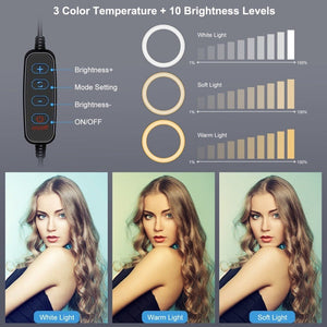 PULUZ 6.2 inch 16cm Ring Selfie Light 3 Modes USB Dimmable Dual Color Temperature LED Curved Vlogging Photography Video Lights with Monitor Clip Holder, 6.2 inch Light+Clip - laboratorydeal