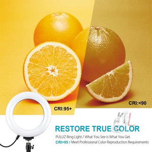 PULUZ 6.2 inch 16cm USB 10 Modes 8 Colors RGBW Dimmable LED Ring Vlogging Photography Video Lights + Desktop Tripod Mount with Cold Shoe Tripod Ball Head, 6.2 inch RGBW+Tripod Mount - laboratorydeal