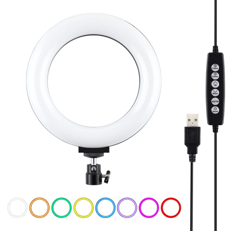 PULUZ 6.2 inch 16cm USB 10 Modes 8 Colors RGBW Dimmable LED Ring Vlogging Photography Video Lights with Tripod Ball Head, 6.2 inch RGBW - laboratorydeal