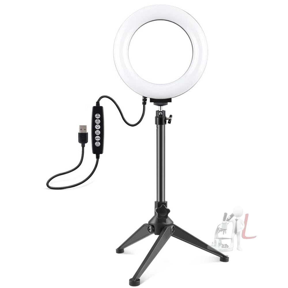 PULUZ 6.2 inch 16cm USB 10 Modes 8 Colors RGBW Dimmable LED Ring Vlogging Photography Video Lights + Desktop Tripod Mount with Cold Shoe Tripod Ball Head, 6.2 inch RGBW+Tripod Mount - laboratorydeal