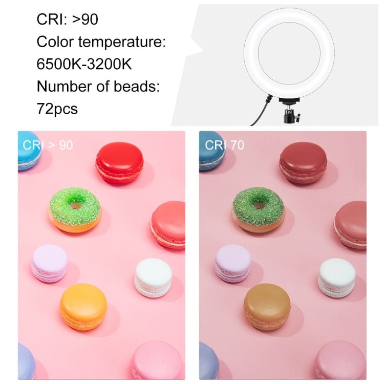 PULUZ 6.2 inch 16cm USB 3 Modes Dimmable LED Ring Vlogging Photography Video Lights with Tripod Ball Head, 6.2 inch - laboratorydeal