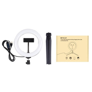 PULUZ 7.9 inch 20cm Light + Desktop Tripod Mount USB 3 Modes Dimmable Dual Color Temperature LED Curved Light Ring Vlogging Selfie Beauty Photography Video Lights with Phone Clamp, 7.9 inch+Tripod - laboratorydeal