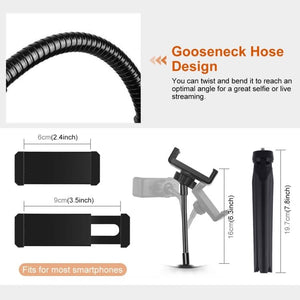 PULUZ 7.9 inch 20cm Light + Desktop Tripod Mount USB 3 Modes Dimmable Dual Color Temperature LED Curved Light Ring Vlogging Selfie Beauty Photography Video Lights with Phone Clamp, 7.9 inch+Tripod - laboratorydeal