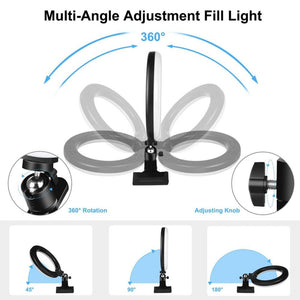 PULUZ 7.9 inch 20cm Ring Selfie Light + Monitor Clip 3 Modes USB Dimmable Dual Color Temperature LED Curved Vlogging Photography Video Lights Kits with Phone Clamp, 7.9 inch+Clip - laboratorydeal