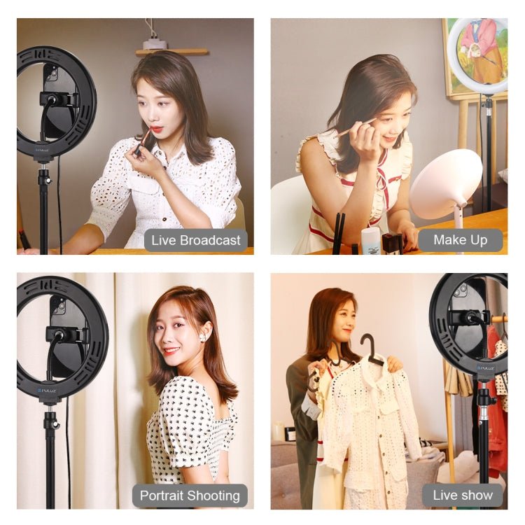 PULUZ 7.9 inch 20cm USB 3 Modes Dimmable Dual Color Temperature LED Curved Light Ring Vlogging Selfie Photography Video Lights with Phone Clamp, 7.9 inch - laboratorydeal