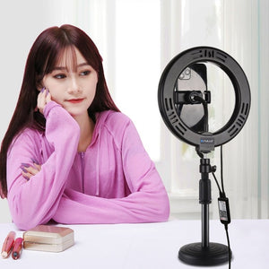 PULUZ 7.9 inch 20cm USB RGB Dimmable LED Dual Color Temperature LED Curved Light Ring Vlogging Selfie Photography Video Lights with Phone Clamp, 7.9 inch RGBW - laboratorydeal