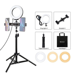 PULUZ 70cm Tripod Mount + Live Broadcast Dual Phone Bracket + 6.2 inch 16cm LED Ring Vlogging Video Light Kits, 70cm Tripod Mount+Ring Light - laboratorydeal