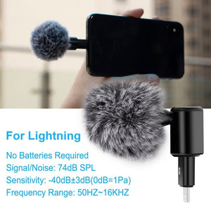 PULUZ 8PIN Jack Mobile Phone Omnidirectional Condenser Adjustable Microphone, 8 Pin Phone Microphone - laboratorydeal