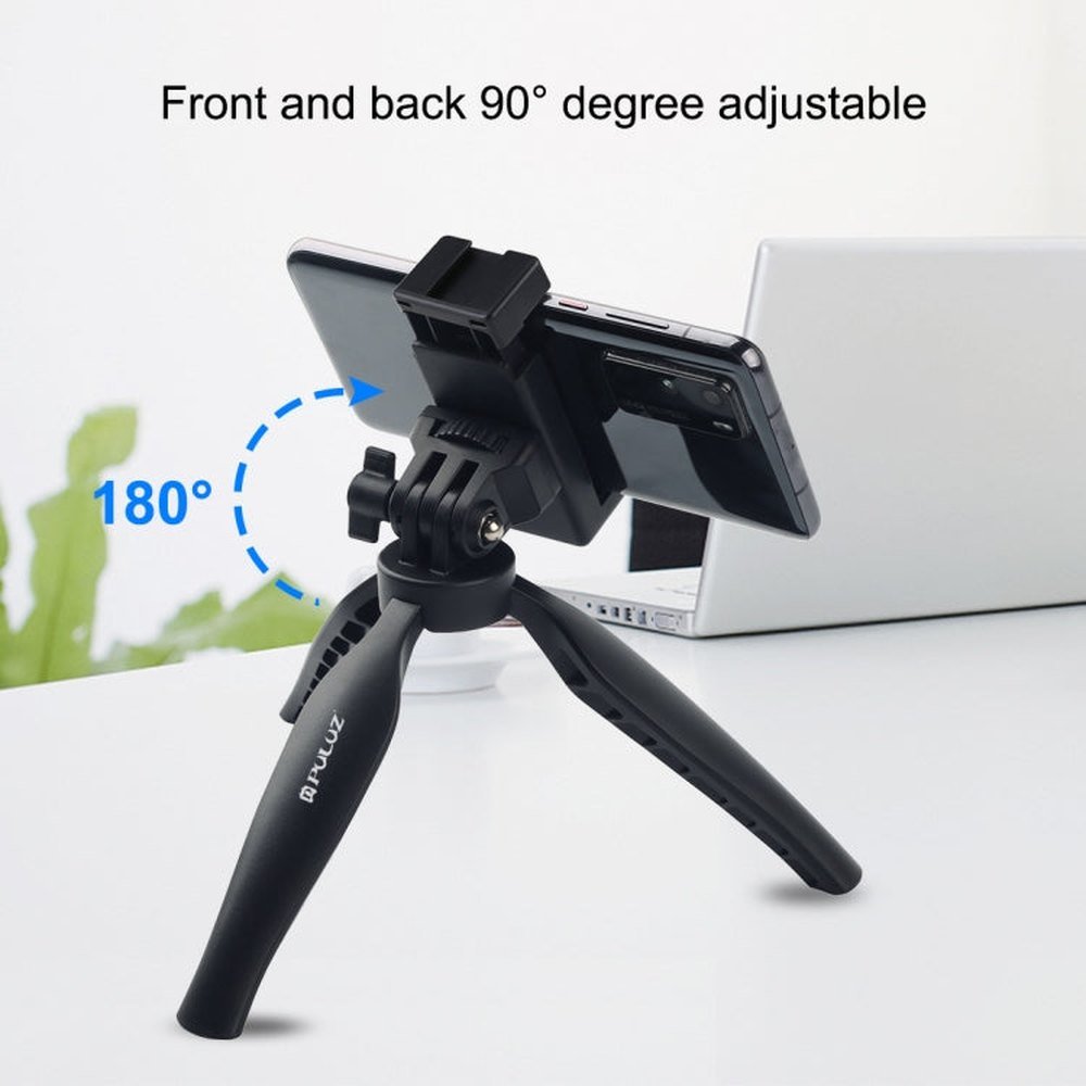 PULUZ Desk Plastic Tripod Mount with Phone Clamp & Adjusting Tripod Head for Smartphones, Plastic Tripod+Adjusting Head - laboratorydeal