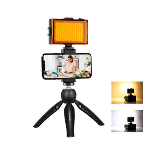 PULUZ Live Broadcast Smartphone Video Light Vlogger Kits with LED Light + Tripod Mount + Phone Clamp Holder, LED + Tripod + lamp - laboratorydeal