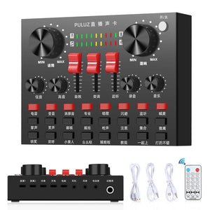 PULUZ Live Broadcasting Sound Card Bluetooth Karaoke Singing Recording Sound Mixer for Mobile Phone / Computer / Laptop / Tablet PC, Chinese Version, Chinese Version - laboratorydeal
