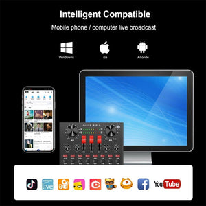 PULUZ Live Broadcasting Sound Card Bluetooth Karaoke Singing Recording Sound Mixer for Mobile Phone / Computer / Laptop / Tablet PC, Chinese Version, Chinese Version - laboratorydeal