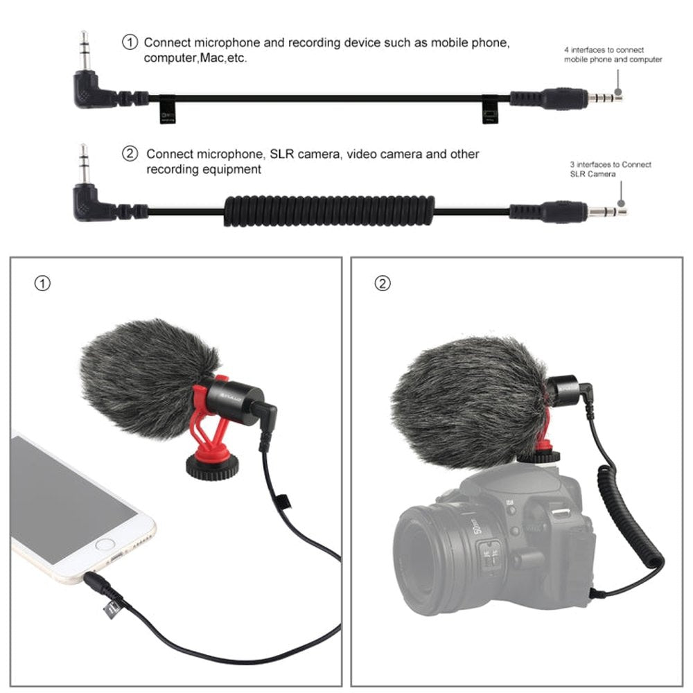 PULUZ Professional Interview Condenser Video Shotgun Microphone with 3.5mm Audio Cable for DSLR & DV Camcorder, Shotgun Microphone - laboratorydeal