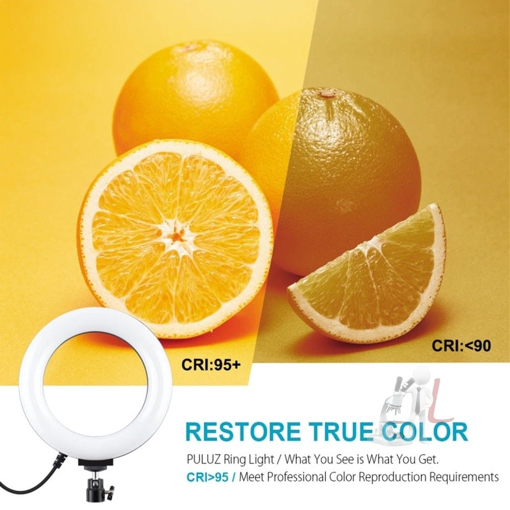 PULUZ Tripod Mount + Live Broadcast Dual Phone Bracket + 6.2 inch 16cm LED Ring Vlogging Video Light Kits, 3 in 1 - laboratorydeal