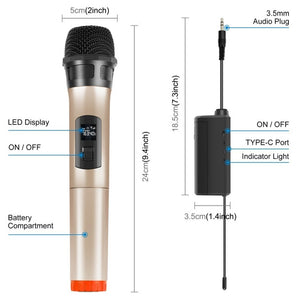 PULUZ UHF Wireless Dynamic Microphone with LED Display, UHF - laboratorydeal
