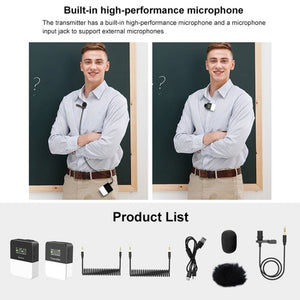 PULUZ Vlog Video Wireless Lavalier Microphone with Transmitter and Receiver for DSLR Cameras and Video Cameras, 32 Channels - laboratorydeal