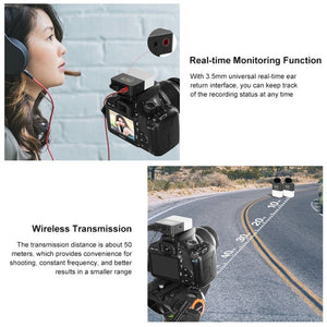PULUZ Vlog Video Wireless Lavalier Microphone with Transmitter and Receiver for DSLR Cameras and Video Cameras, 32 Channels - laboratorydeal
