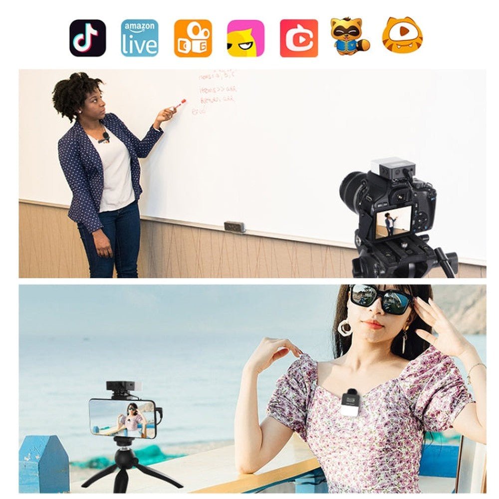 PULUZ Vlog Video Wireless Lavalier Microphone with Transmitter and Receiver for DSLR Cameras and Video Cameras, 32 Channels - laboratorydeal