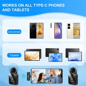 PULUZ Wireless Lavalier Microphone for Type - C Phone, Type - C Receiver and Dual Microphones, Type - C 2 TX + 1 RX - laboratorydeal