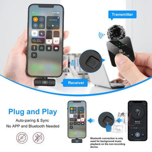 PULUZ Wireless Lavalier Microphone for iPhone / iPad, 8 - Pin Receiver, 8 - Pin 1 TX + 1 RX - laboratorydeal