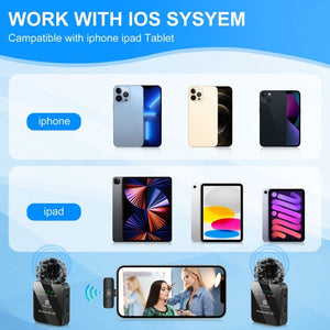 PULUZ Wireless Lavalier Microphone for iPhone / iPad, 8 - Pin Receiver and Dual Microphones, 8 - Pin 2 TX + 1 RX - laboratorydeal