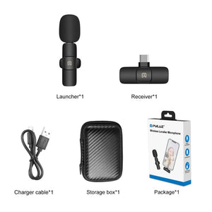 PULUZ Wireless Lavalier Noise Reduction Reverb Microphone for Type - C / USB - C Device, Support Phone Charging, Type - C Wireless Microphone - laboratorydeal