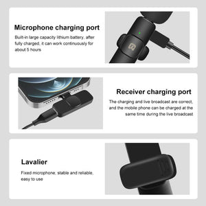 PULUZ Wireless Lavalier Noise Reduction Reverb Microphones for iPhone / iPad, 8 - Pin Receiver Dual Microphones, 8 - Pin Receiver and Dual Microphones - laboratorydeal