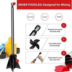 Paint and Resin Epoxy Mixer Paddle Attachment for Drill, Black, White, Red - laboratorydeal
