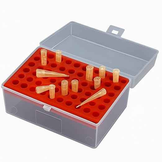 Laboratory Pipette Tip Box, 96 Wells, 2-200µL Capacity, Red Rack with Clear Cover