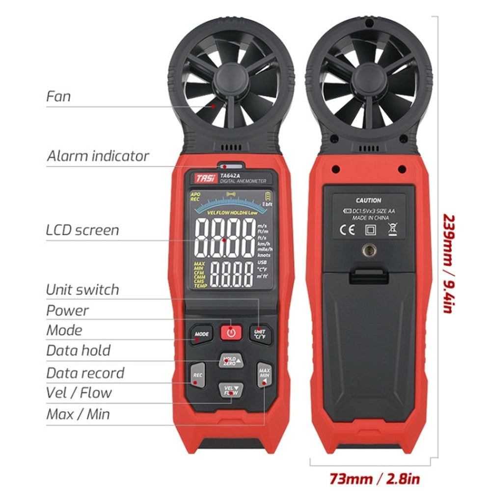 Portable Digital Wind Speed Meter Air Volume Tester, TASI TA642A, TASI TA642B, TASI TA642C